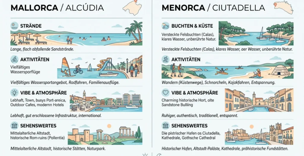 Mallorca Alcúdia und Menorca Ciutadella Mallorca Alcúdia und Menorca Ciutadella